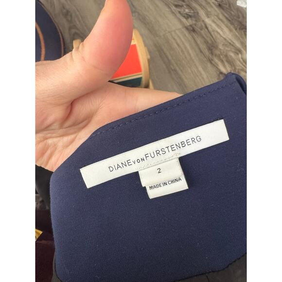 DVF Tweed Jacket & Skirt Set Blue Metallic Women’s Suit Size 2/0 Elegant Chic - Picture 10 of 16